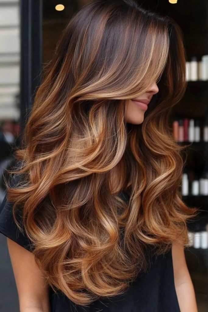 Rich Auburn Hair with Golden Blonde Highlights