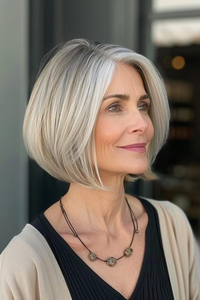Rounded Bob with Deep Side Part