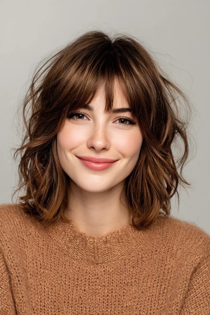 Shaggy Bob with Full Bangs and Texturized Layers