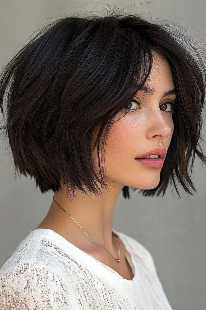 Shaggy Bob with Textured Ends and Center Parting