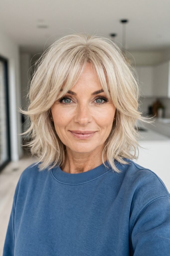 Shaggy Layered Bob with Curtain Bangs