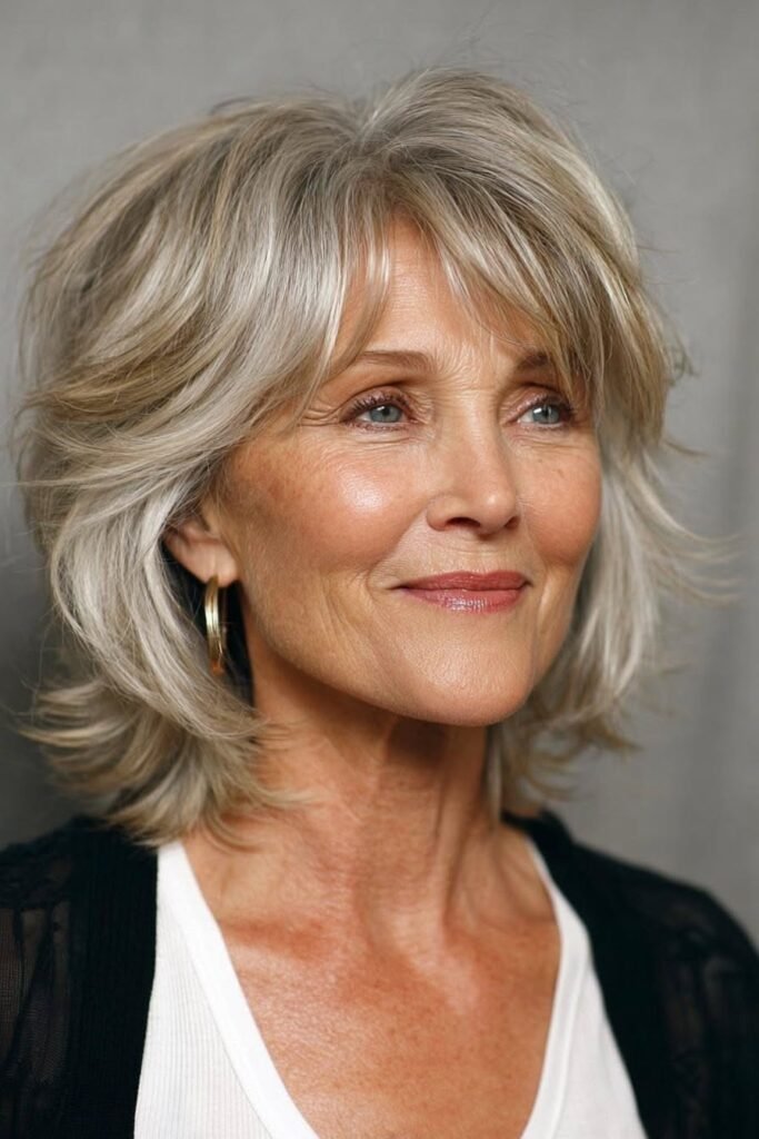 Shaggy Layered Bob with Volume and Bangs