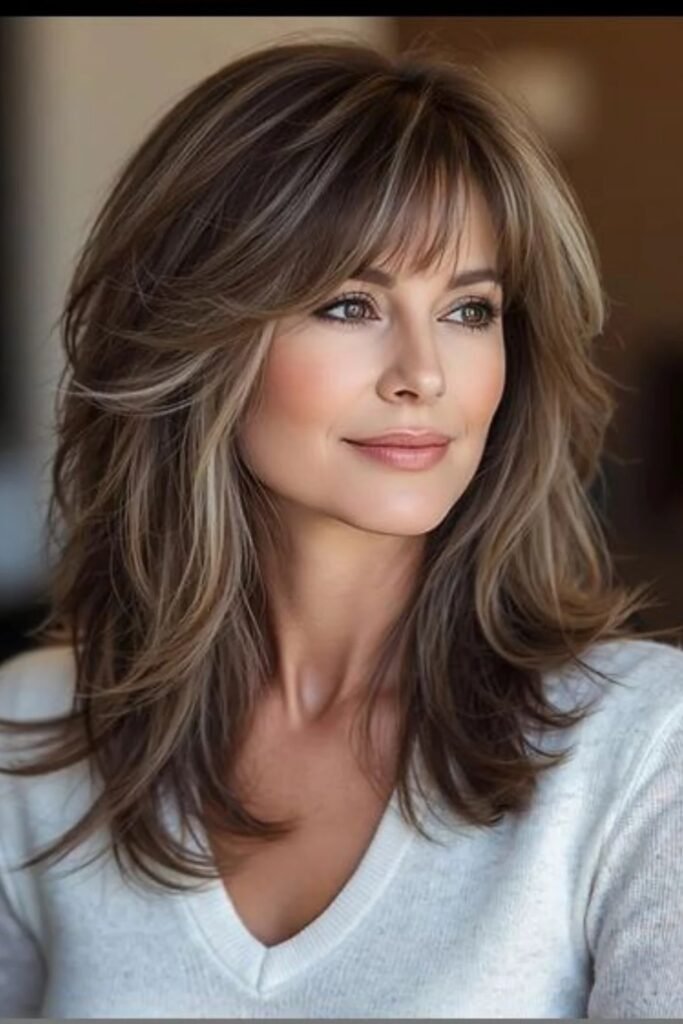 Shaggy Layered Hair with Wispy Bangs