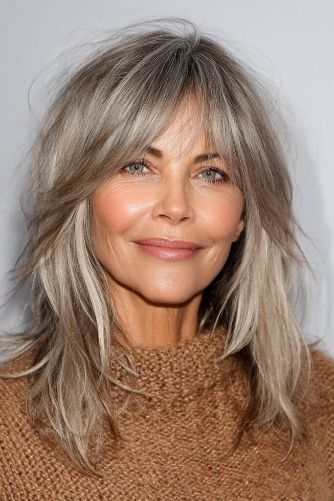Shaggy Layered Haircut with Wispy Curtain Bangs
