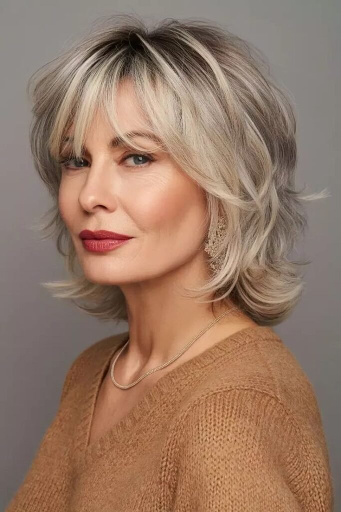 Shaggy Layered Hairstyle with Wispy Bangs