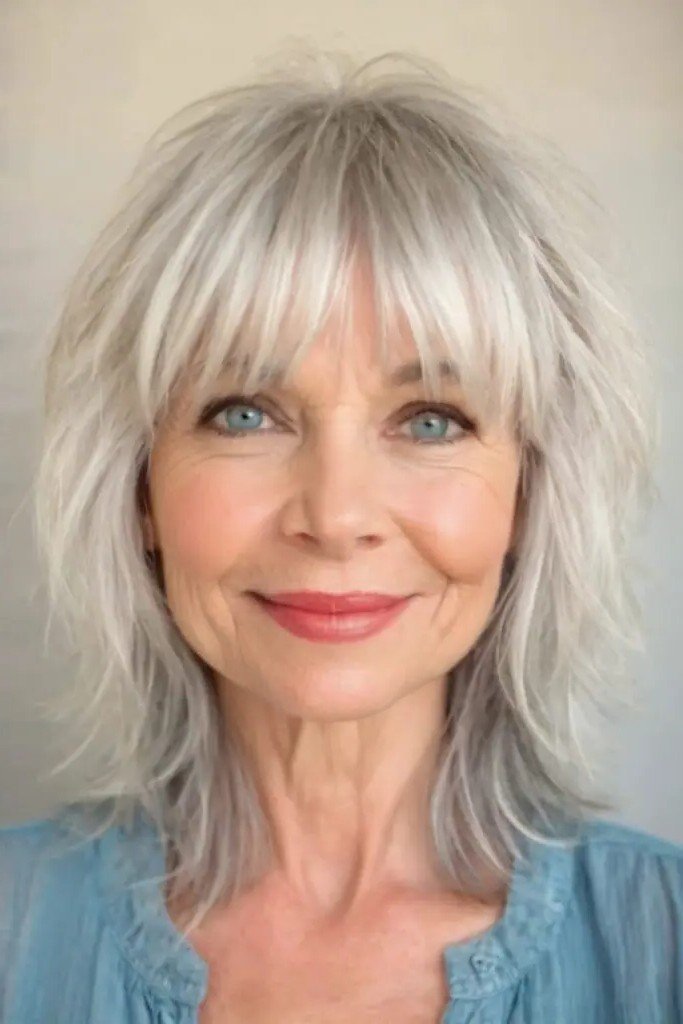 Shaggy Shoulder-Length Cut with Textured Bangs