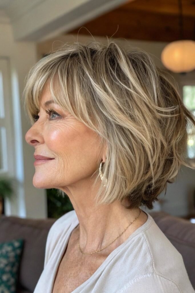 Shaggy Textured Bob with Side Bangs