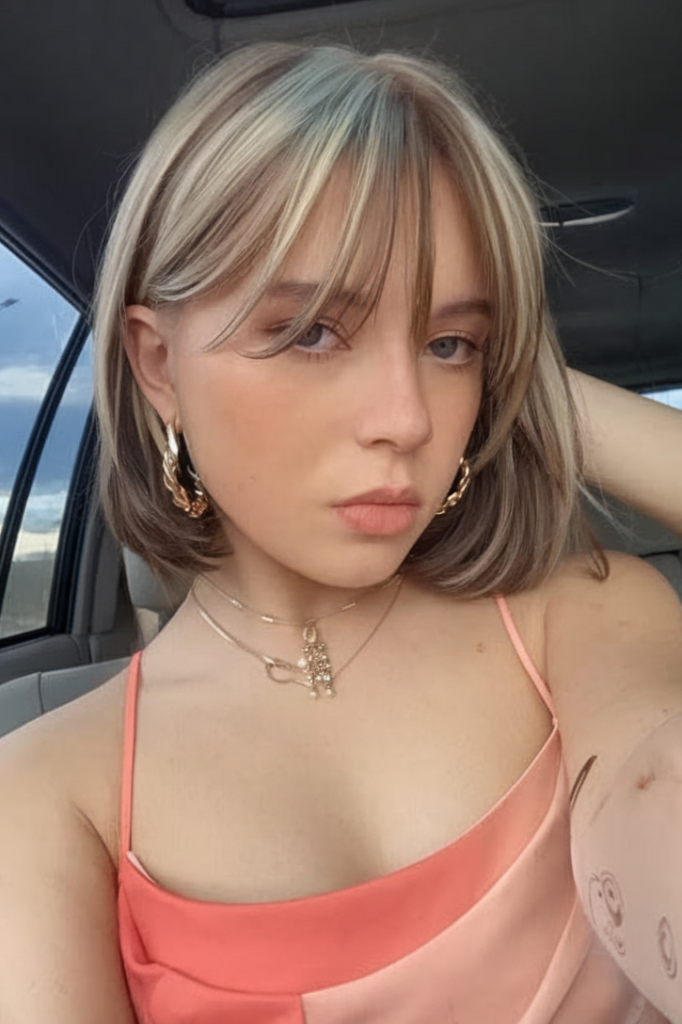 Short Bob with Face-Framing Blonde Highlights