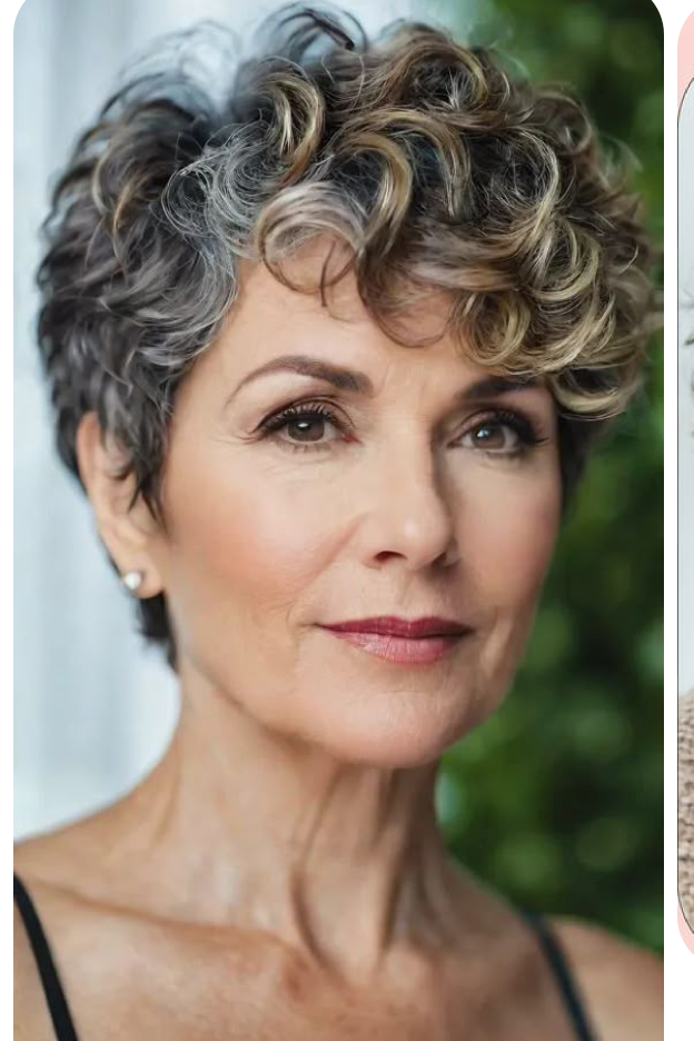 Short Curly Cut with Dark and Blonde Highlights