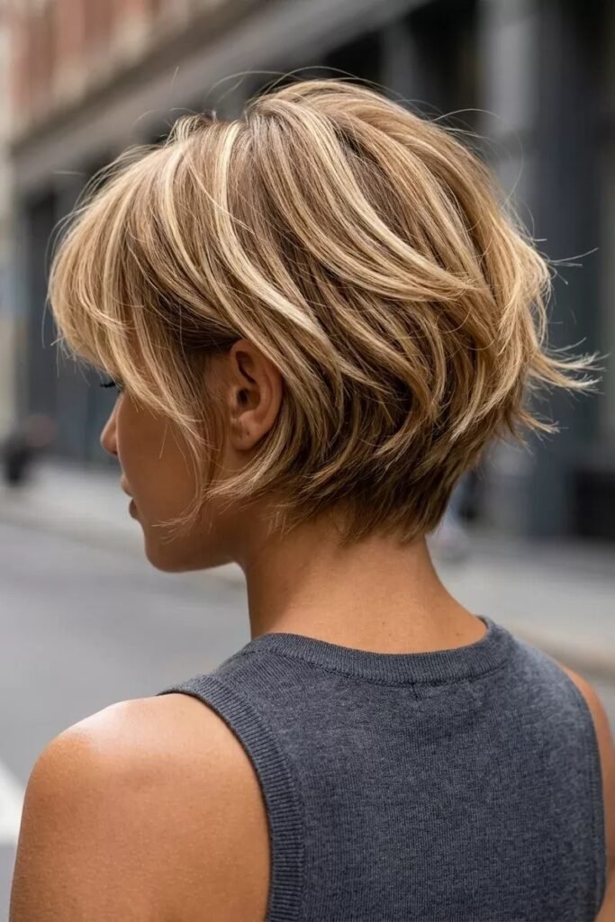 Short Layered Bob with Highlights