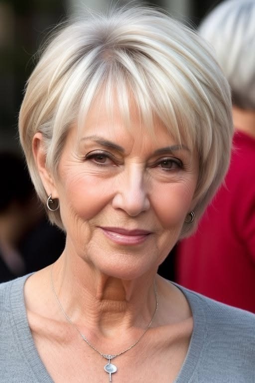 Short Layered Bob with Wispy Bangs