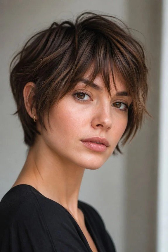 Short Textured Choppy Bob with Side-Swept Bangs