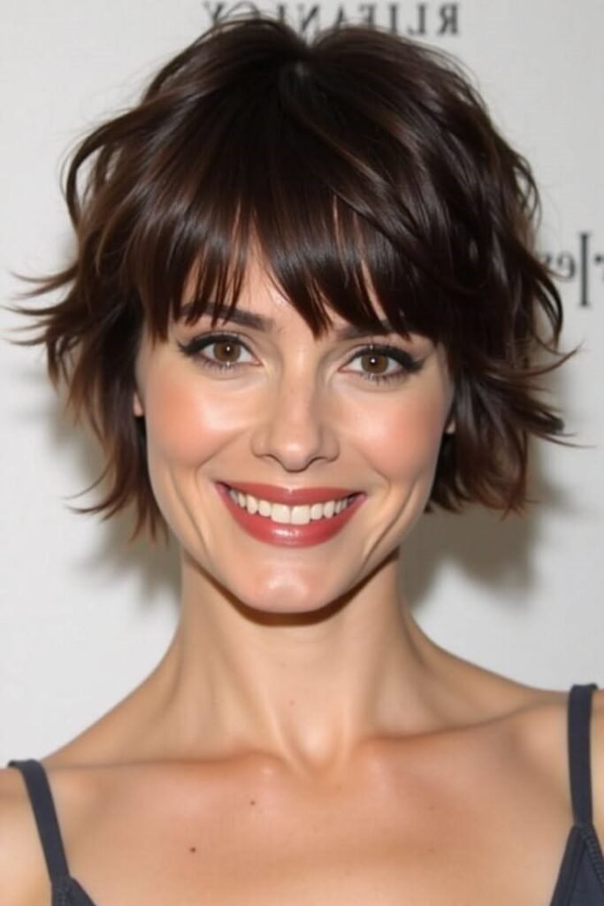 Short Tousled Bob with Soft Bangs and Layered Ends