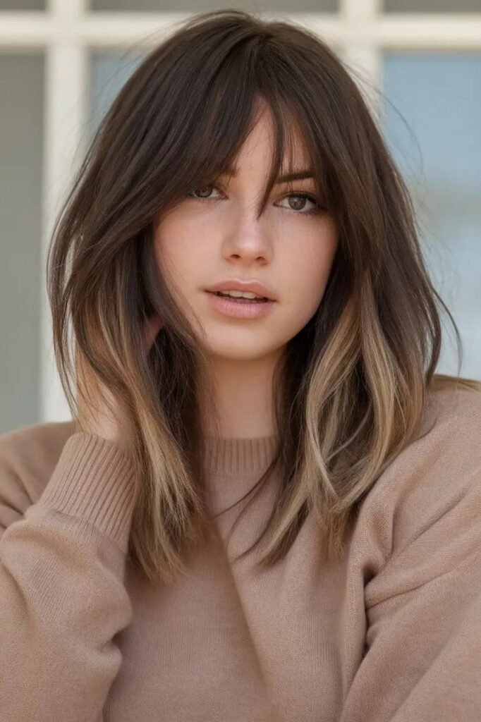 Shoulder-Length Layered Hair with Face-Framing Highlights