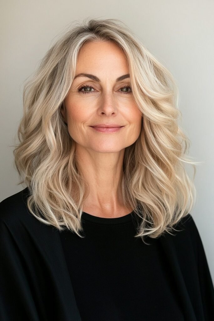 Shoulder-Length Layered Hair with Soft Waves
