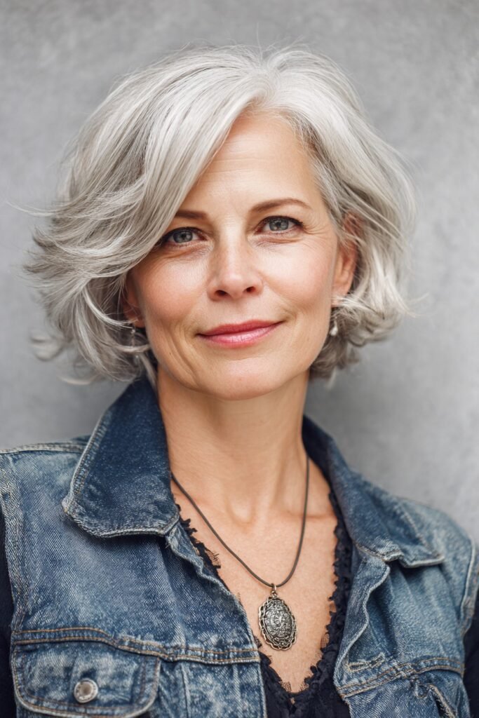 Side-Parted Layered Bob with Waves