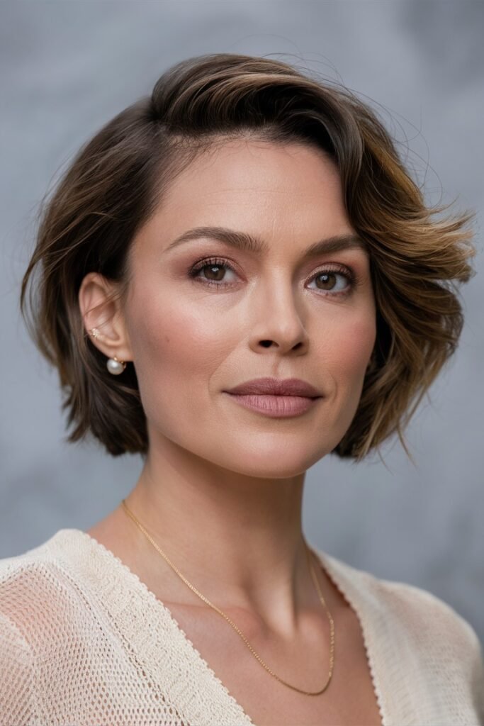 Side-Swept Layered Bob with Flip Texture