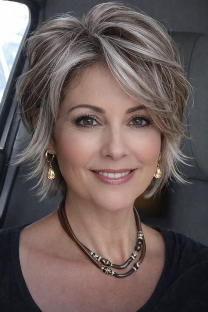 Silver-Highlighted Layered Bob with Soft Volume
