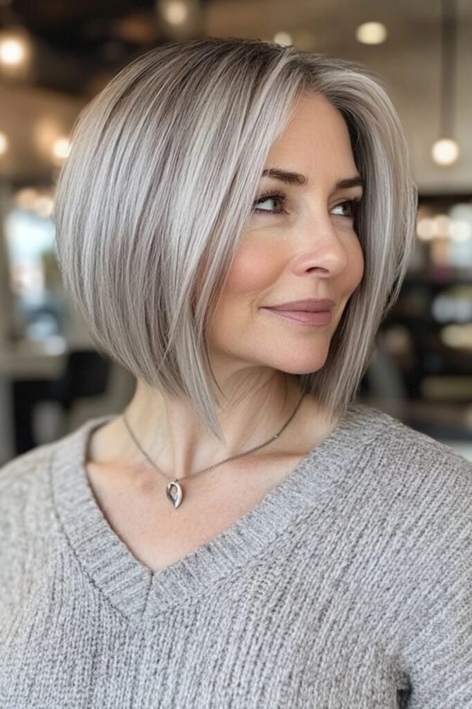 Sleek Angled Bob with Face-Framing Strands