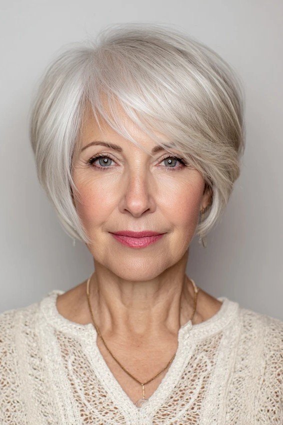 Sleek Asymmetrical Pixie Bob with Side-Swept Layers