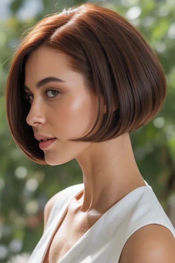 Sleek Auburn Bob with Rounded Ends