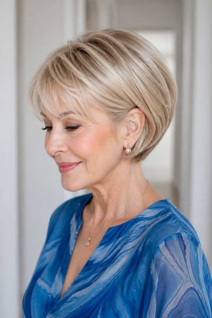 Sleek Blonde Inverted Bob with Soft Layers