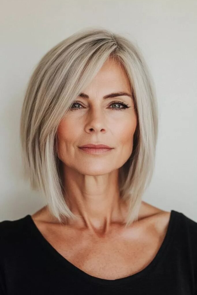 Sleek Bob with Side-Swept Bangs