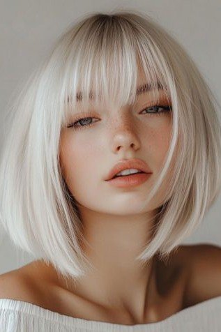 Sleek Bob with Straight Bangs