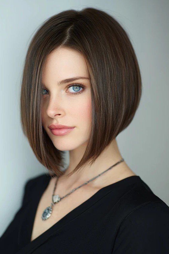 Sleek Inverted Bob with Deep Side Part