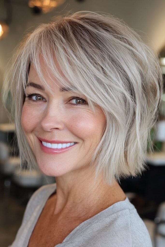 Sleek Layered Bob with Side-Swept Bangs