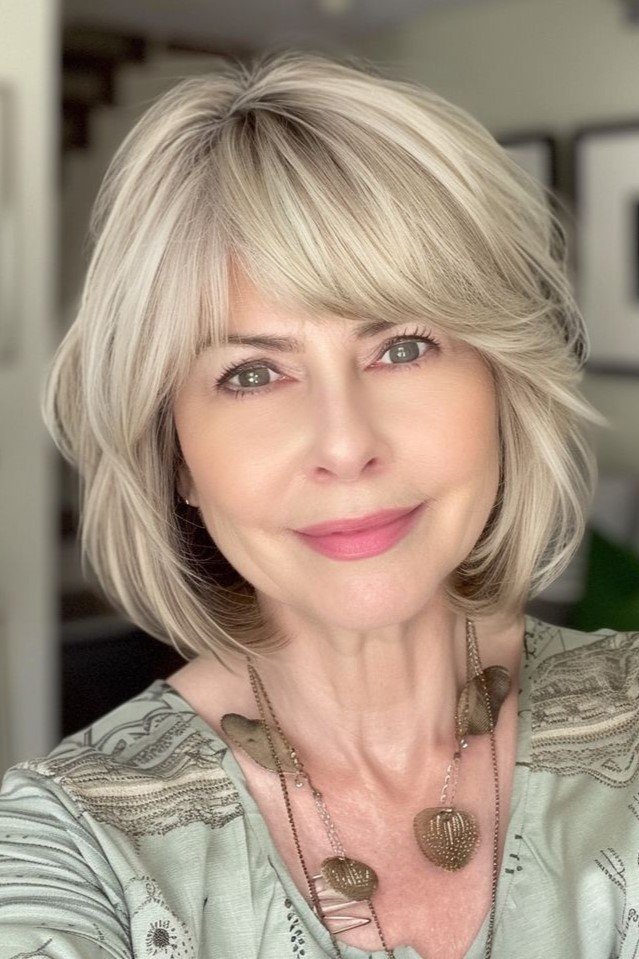 Sleek Layered Bob with Side-Swept Bangs