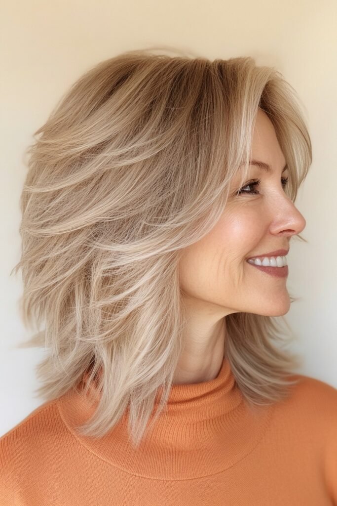 Sleek Layered Bob with Volume and Side Swept Fringe
