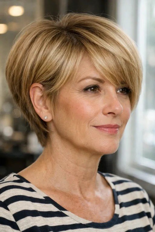 Sleek Layered Pixie Bob with Side Part