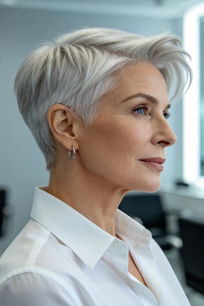 Sleek Pixie Cut with Side-Swept Volume