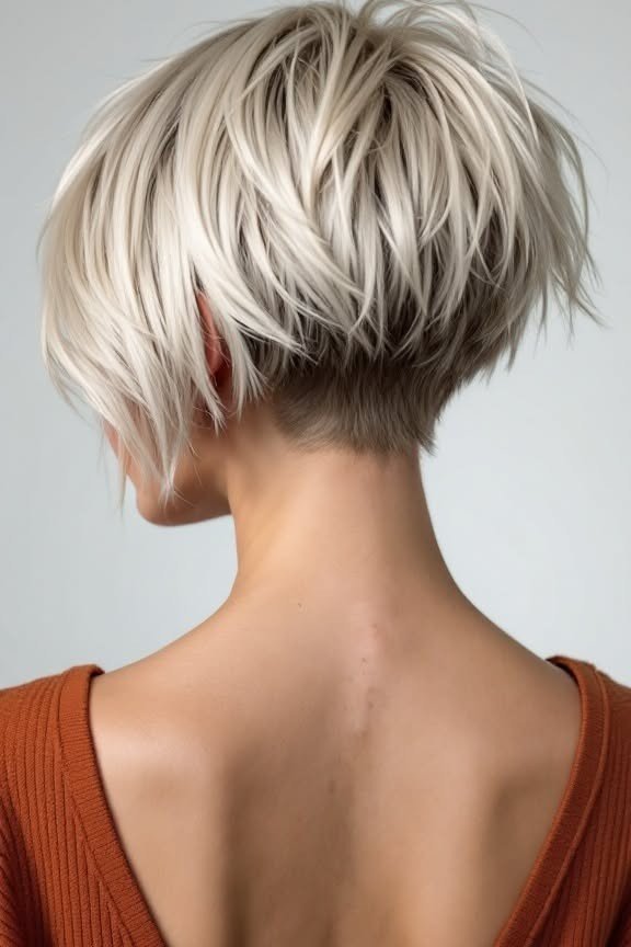 Sleek Platinum Blonde Stacked Bob