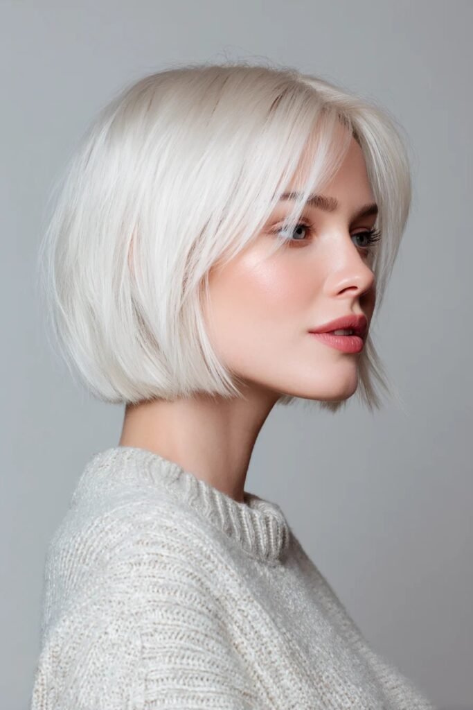 Sleek Platinum Bob with Face-Framing Layers