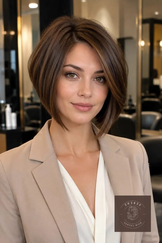Sleek Rounded Bob with Side Parting