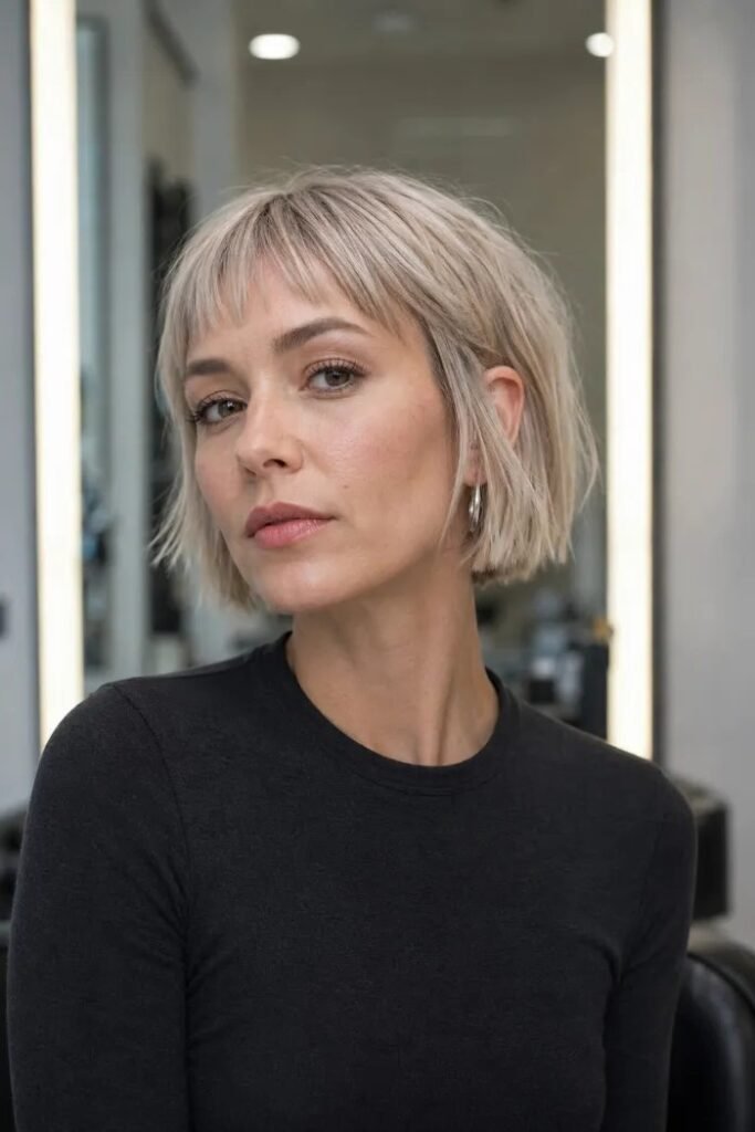 Sleek Short Bob with Micro Bangs