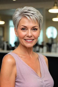 Sleek Short Pixie Cut with Side-Swept Texture