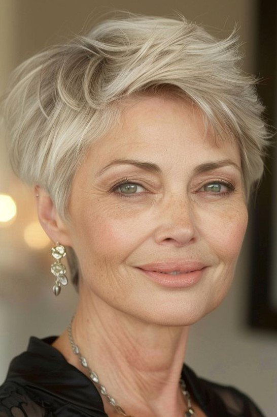 Sleek Side-Swept Pixie Cut with Subtle Layers