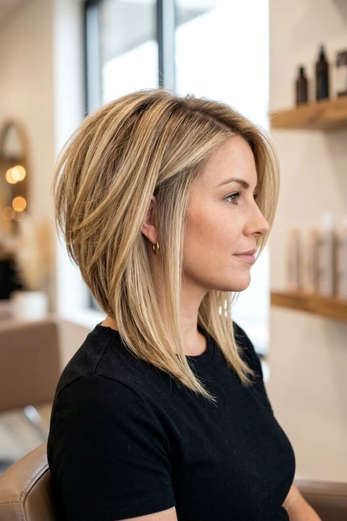 Sleek Stacked Bob with Face-Framing Strands