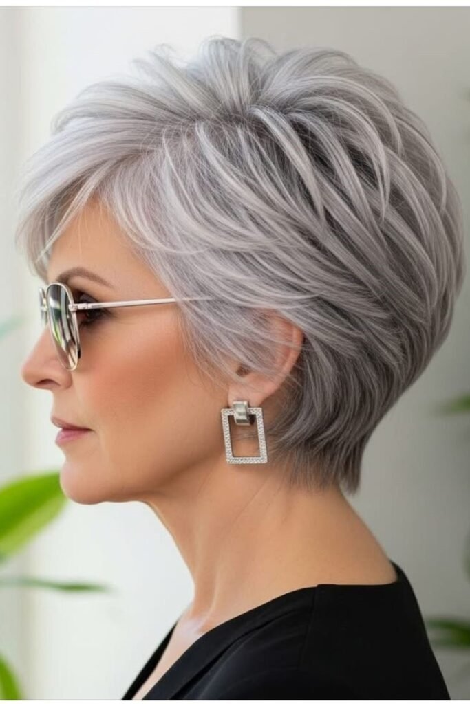 Sleek Stacked Pixie Cut with Tapered Neckline