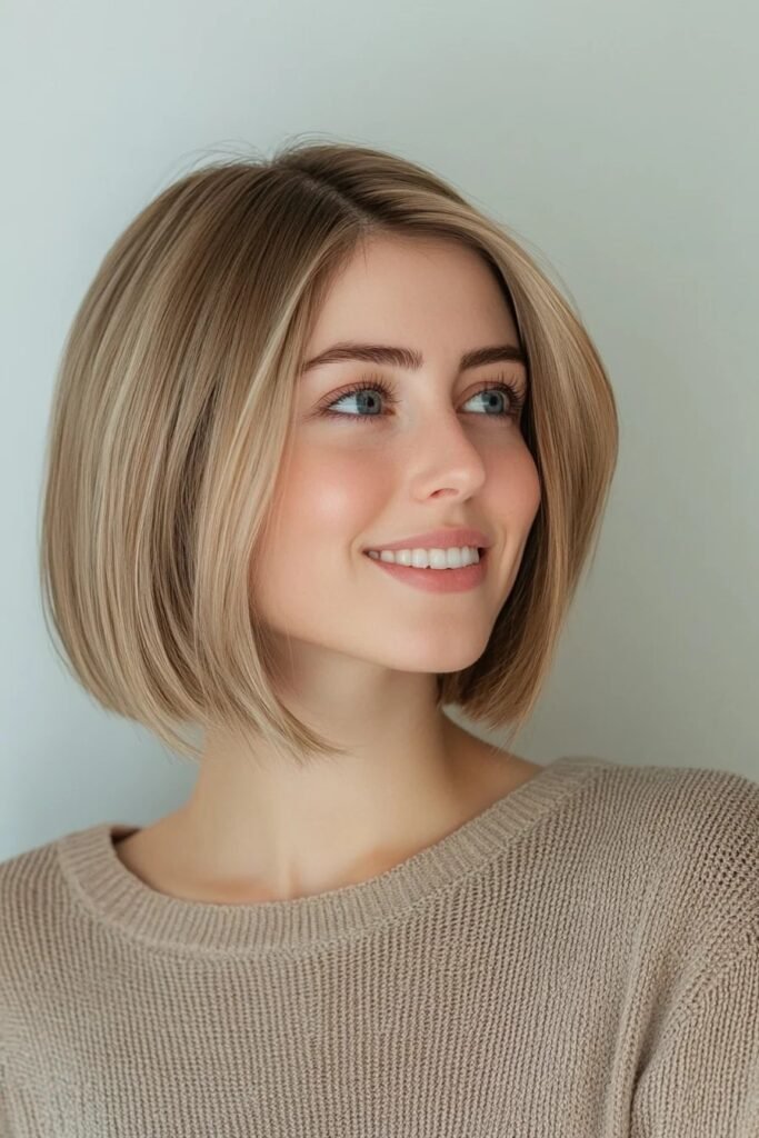 Sleek Straight Bob with Blonde Highlights