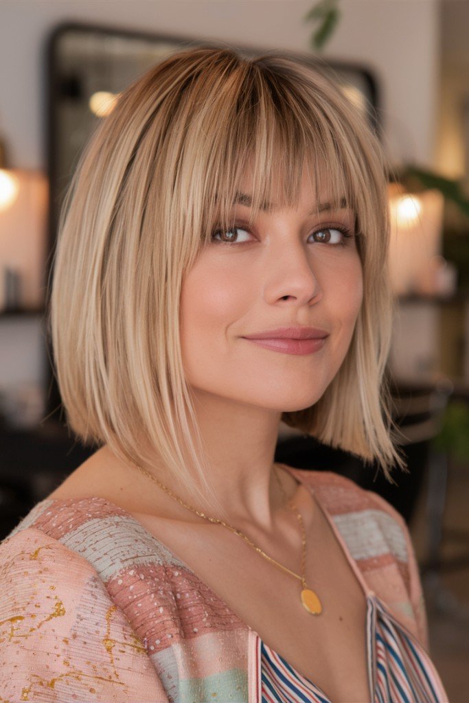 Sleek Straight Bob with Blunt Bangs