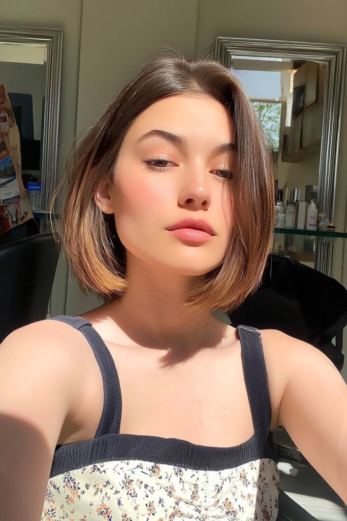 Sleek Straight Bob with Center Part