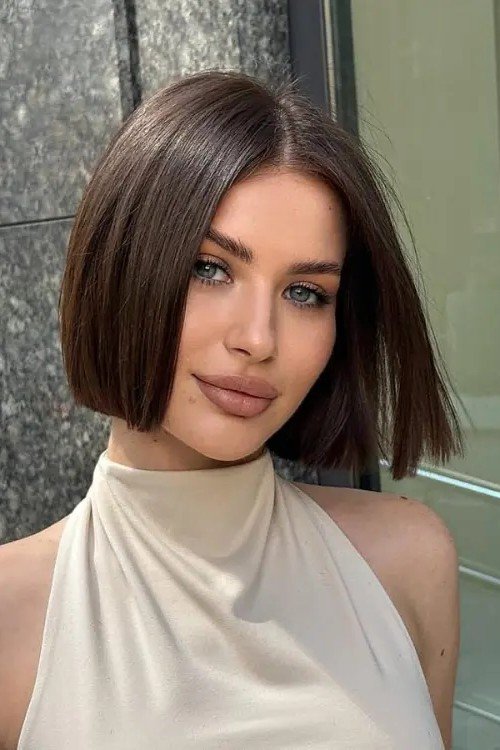 Sleek Straight Bob with Center Part