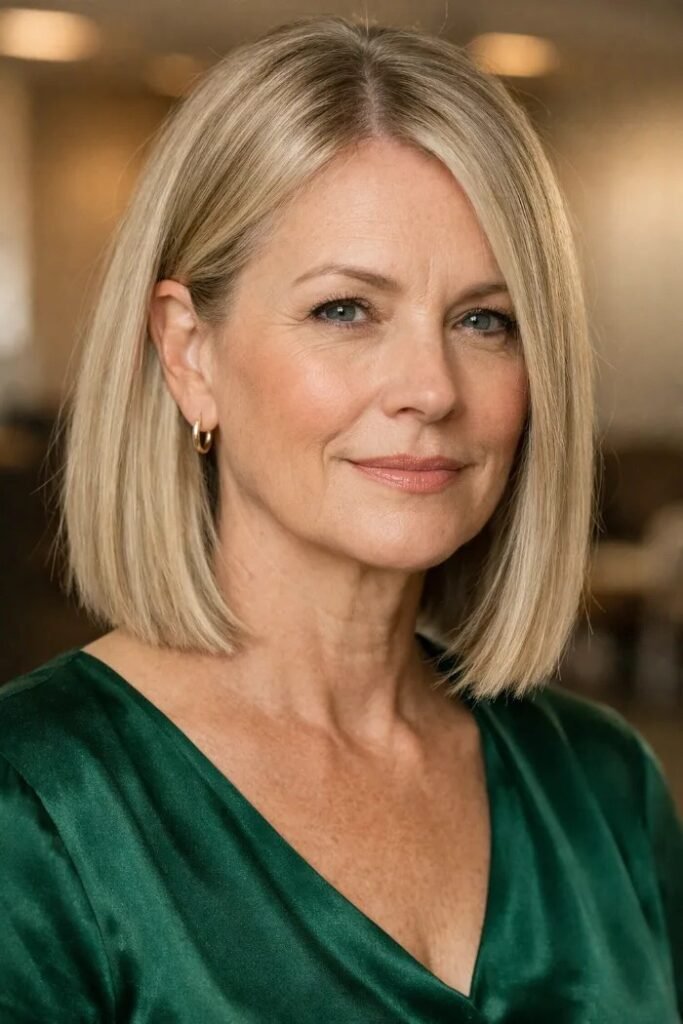 Sleek Straight Bob with Center Part