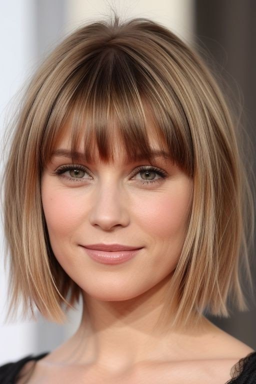Sleek Straight Bob with Soft Bangs