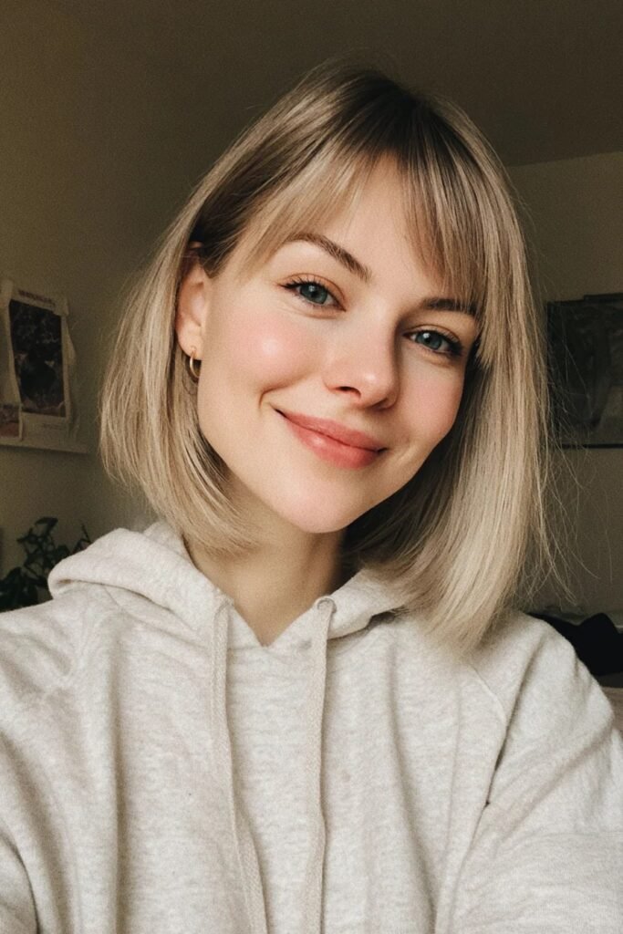 Sleek Straight Bob with Straight-Cut Bangs