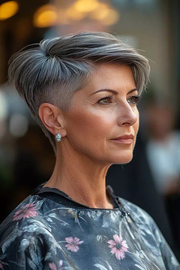 Sleek Undercut Pixie with Side-Swept Top